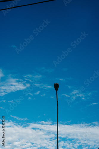 street lamp on blue sky