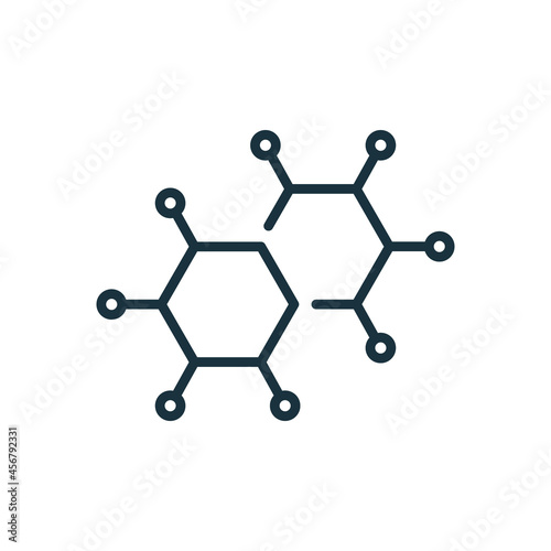 Structure Network Molecular Line Icon. Atom Connect Structure Linear Pictogram. Shape Molecule Hydrogen, Oxygen, Water Outline Icon. Editable Stroke. Isolated Vector Illustration