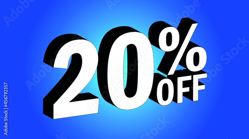 Sale tag 20% off - 3D and blue - for promotion offers and discounts