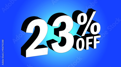Sale tag 23% off - 3D and blue - for promotion offers and discounts