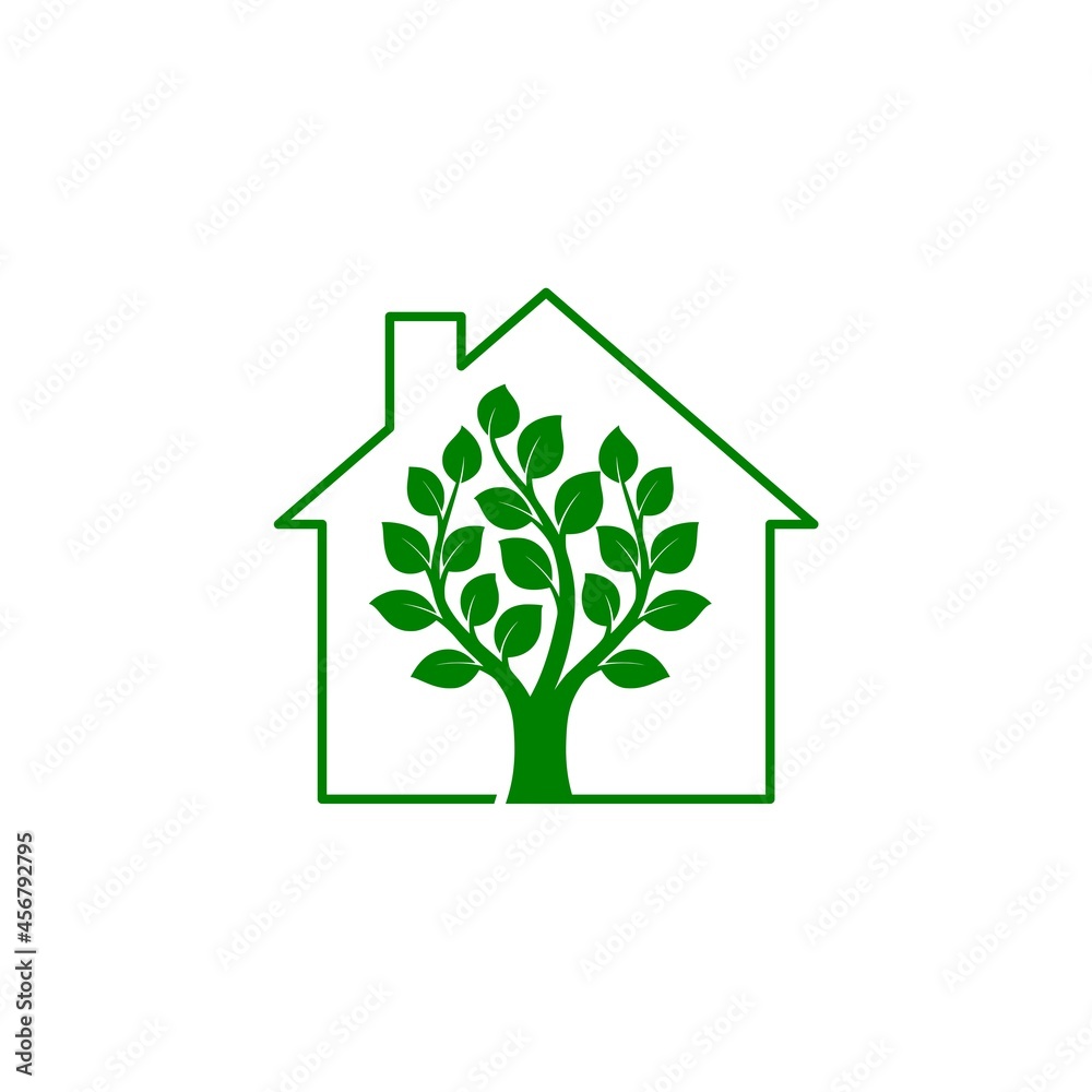 Green House icon, tree house logo isolated on white background Green House icon, tree house logo isolated on white background