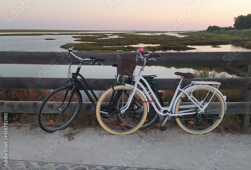 Bicycles waiting on the bridge
