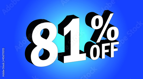 Sale tag 81% off - 3D and blue - for promotion offers and discounts