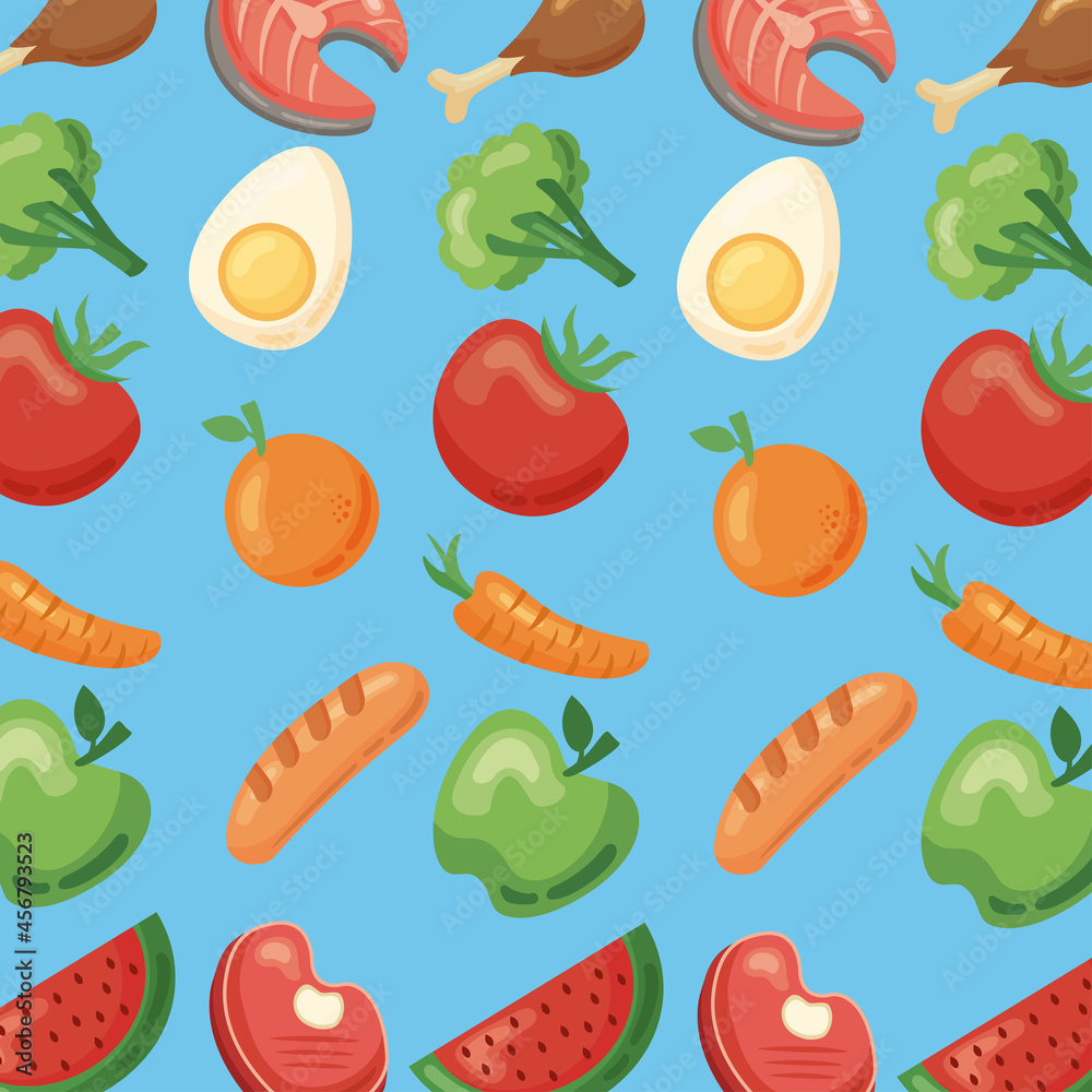 healthy food icons pattern
