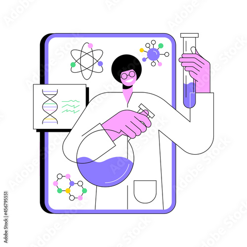 Online Science tutoring abstract concept vector illustration. Personalised learning, online educational platform, homeschooling in covid-2019 quarantine, science video lessons abstract metaphor.
