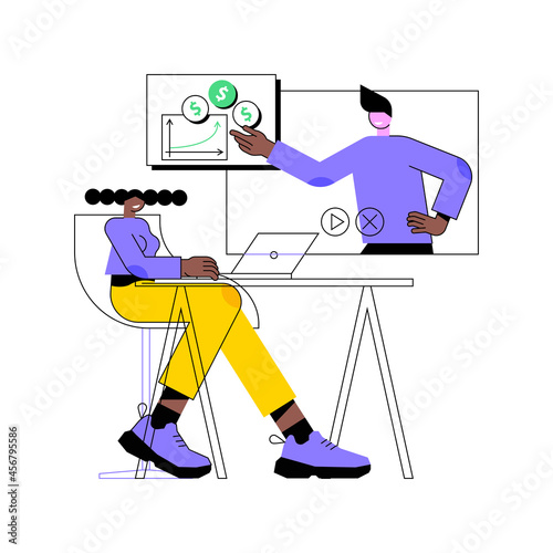 Online workshop abstract concept vector illustration. E-learning workshop, collaborative activity, get certificate online, free online education in self-isolation, master class abstract metaphor.