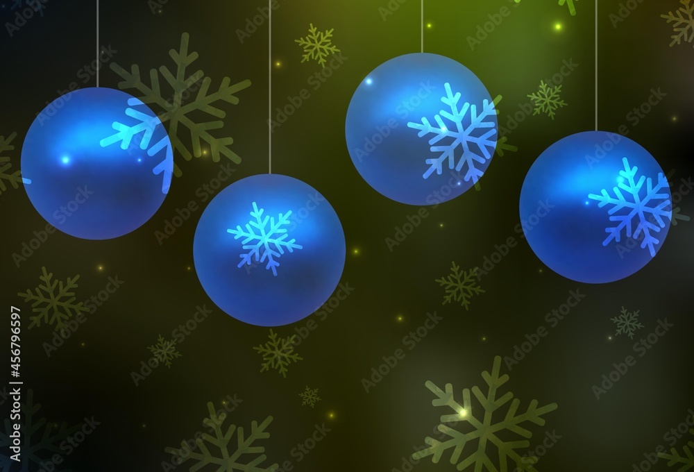 Dark Green, Yellow vector background in Xmas style. Dark Green, Yellow vector background in Xmas style.