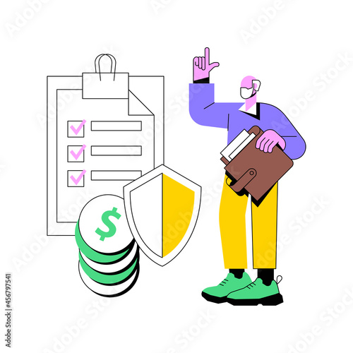 Elderly financial security abstract concept vector illustration. Elderly poverty problem, seniors budget planning, social insurance program, medical care, economic well-being abstract metaphor.