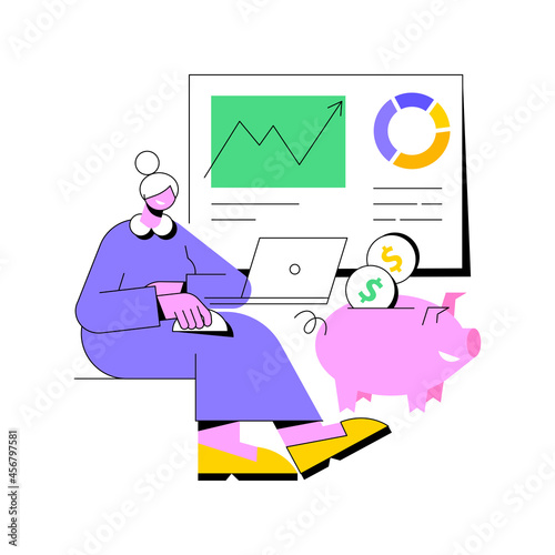 Financial literacy of retirees abstract concept vector illustration. Financial literacy for senior, retirement planning courses, pension income control, retiree budget plan abstract metaphor.