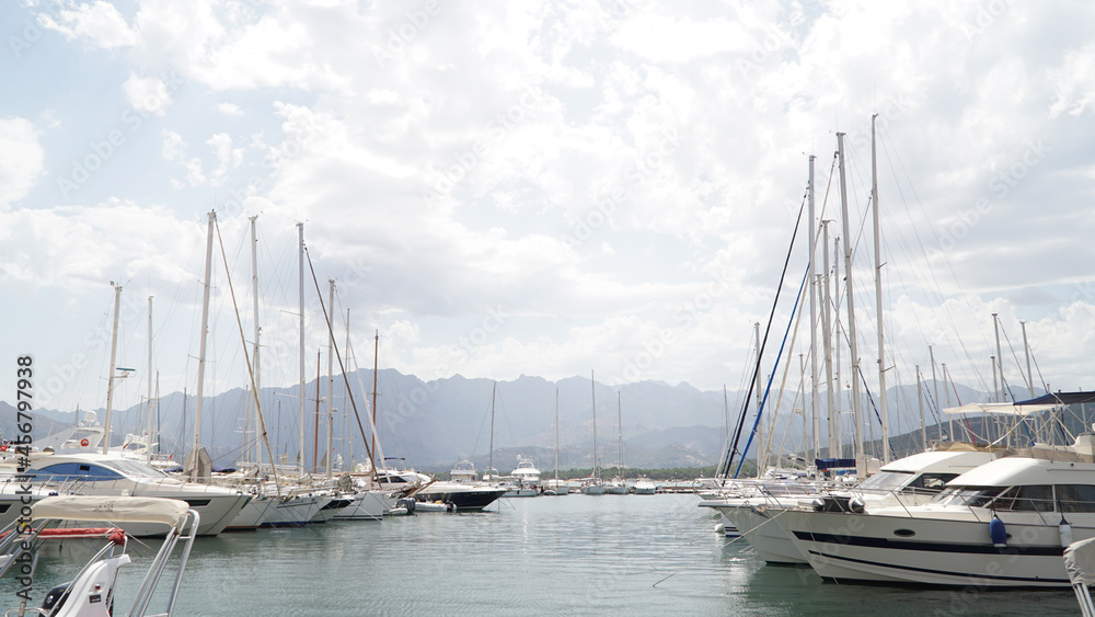 Calvi city and country side sea landscapes on Corsica Island in France.