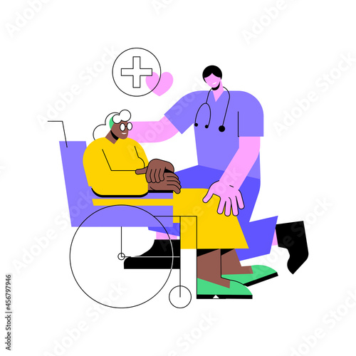 Elderly care abstract concept vector illustration. Elderly people medical care, home nursing for seniors, geriatric healthcare service, live in assistance, retiree companion abstract metaphor.