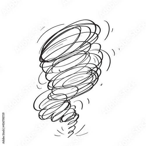 Hand Drawn Tornado, Sketched Doodle Whirlwind, Scribble Swirl