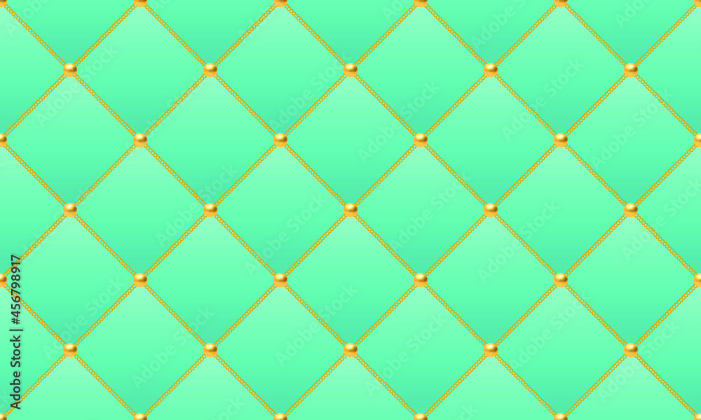 Fototapeta premium Blue luxury background with golden chains and beads. Vector illustration.