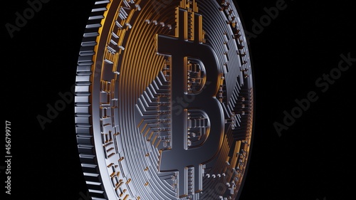 silver gold coin. Close-up photos of the main cryptocurrency. 3D model render