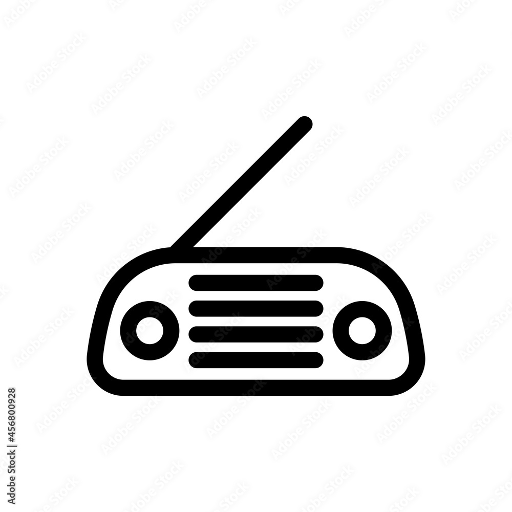 Radio icon. Black contour linear silhouette. Front view. Vector simple flat graphic illustration. The isolated object on a white background. Isolate. Radio icon. Black contour linear silhouette. Front view. Vector simple flat graphic illustration. The isolated object on a white background. Isolate.