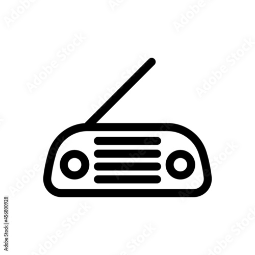 Radio icon. Black contour linear silhouette. Front view. Vector simple flat graphic illustration. The isolated object on a white background. Isolate.