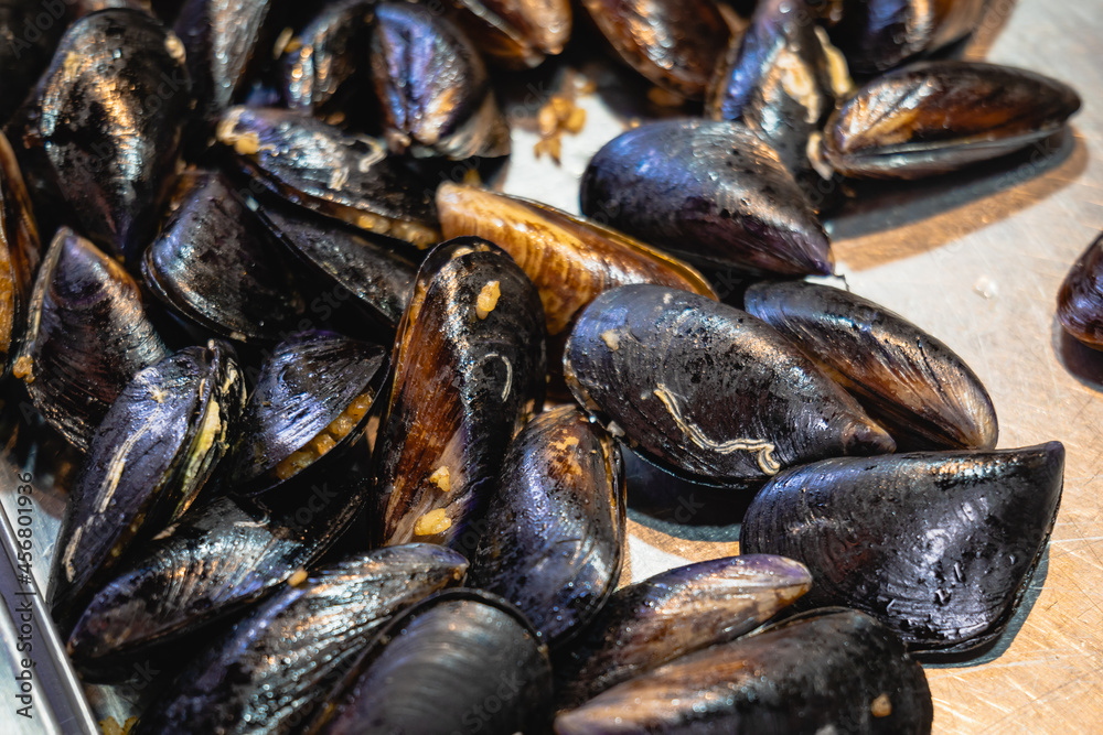 Midye dolma, stuffed mussels close-up, traditional Turkish food food taken in Istanbul Midye dolma, stuffed mussels close-up, traditional Turkish food food taken in Istanbul