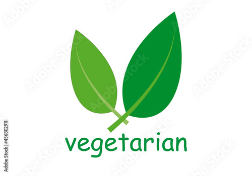 Etiqueta de producto vegano de hojas verdes.