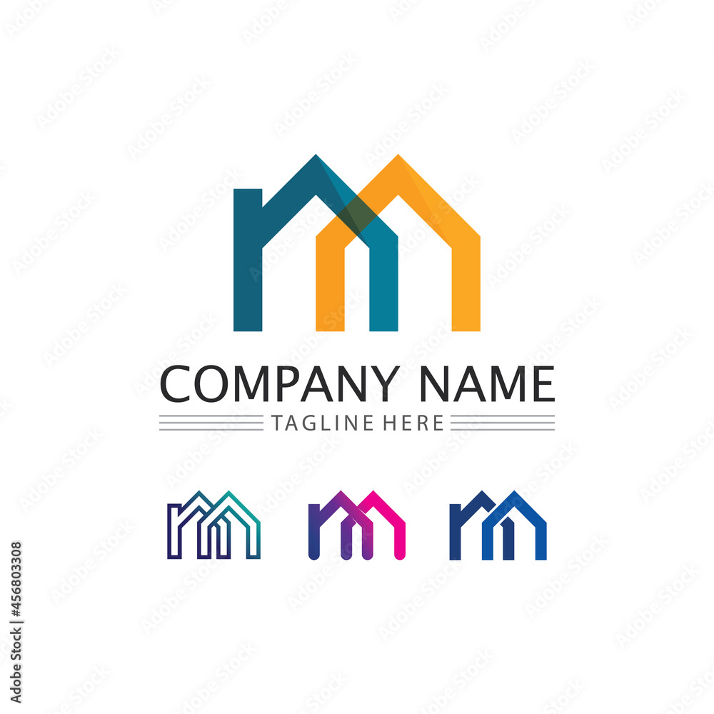 Real estate  house and home buildings vector logo icons template