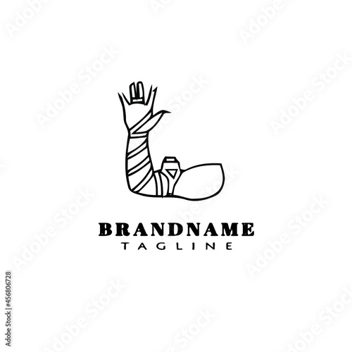 observant jewish tefillin hand cartoon logo icon template black isolated vector illustration
