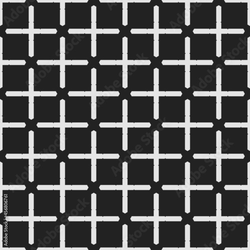 Monochrome seamless pattern with geometric crosses.
