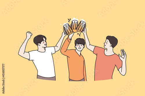 Wall Mural Pub and celebrating beer party concept