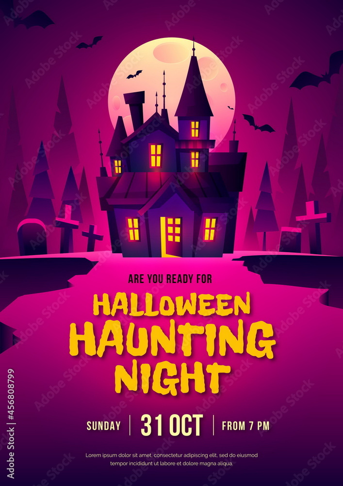 gradient halloween party vertical poster template vector design illustration