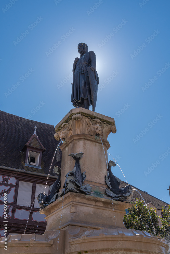 Colmar, France - 09 06 2021: Roesselmann fountain by Bartholdi