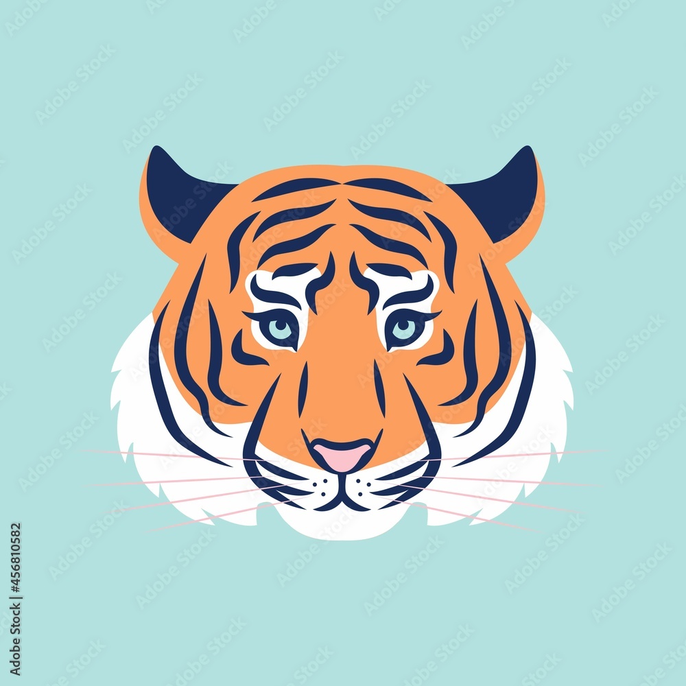 Tiger head vector trendy illustration. Logo, icon concept, print for year of the tiger 2022. Tiger head vector trendy illustration. Logo, icon concept, print for year of the tiger 2022.