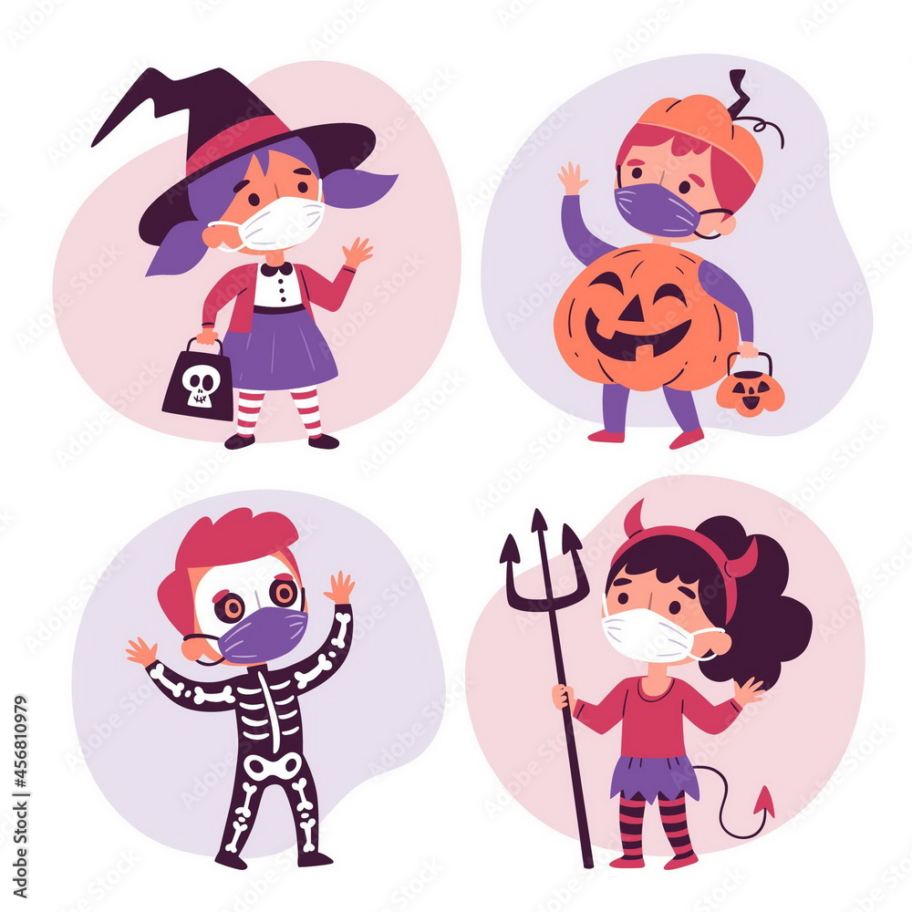 hand drawn halloween kids collection vector design illustration hand drawn halloween kids collection vector design illustration