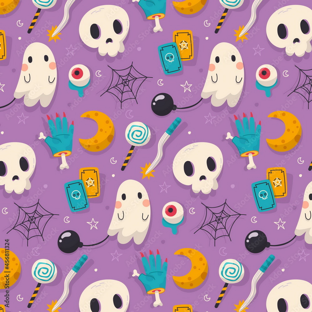 hand drawn flat halloween pattern design hand drawn flat halloween pattern design