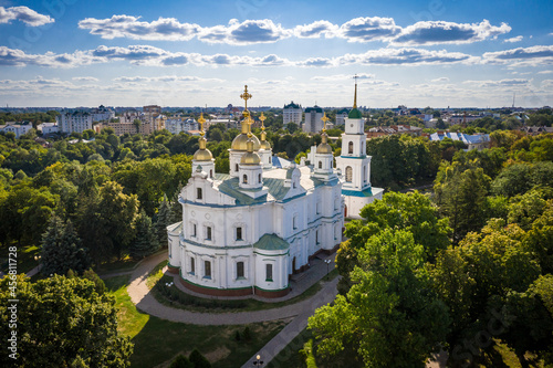 Photos Aerial view to The Assumption Cathedral and his bell tower in Poltava