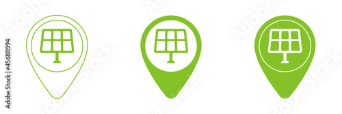Solar panel location icons set.