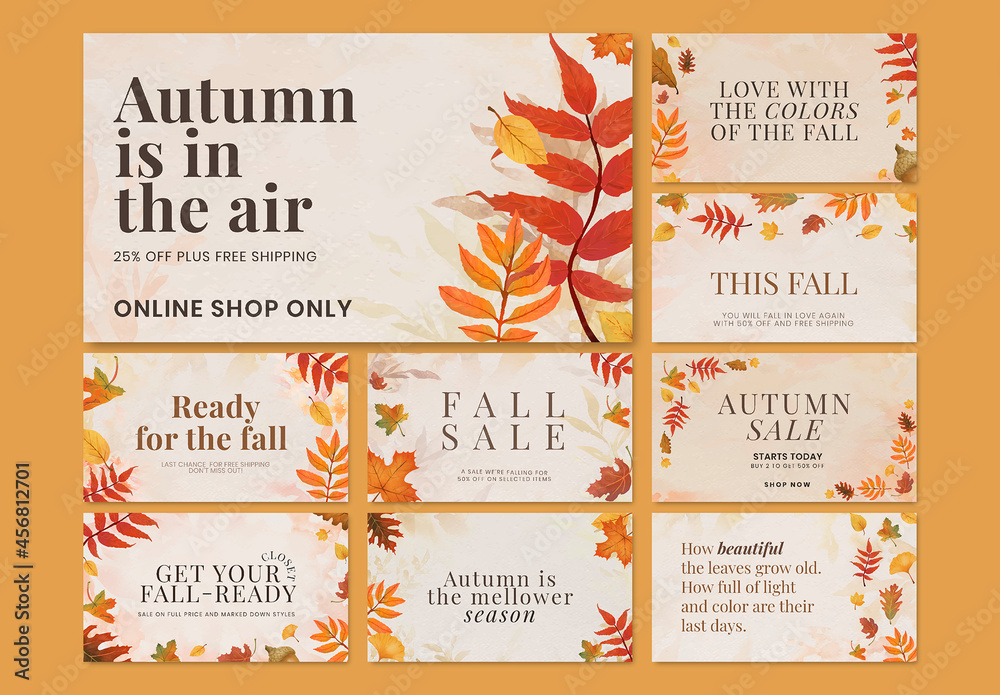 Autumn Sell Template Set for Blog Banner Stock Template