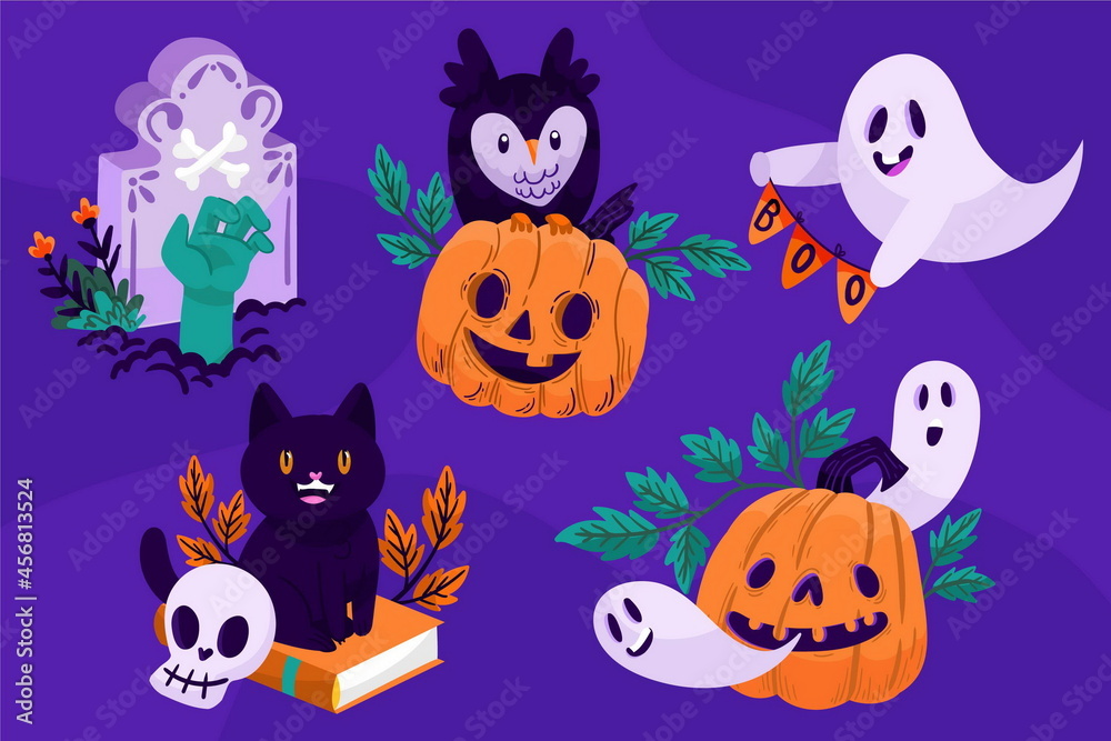 hand drawn halloween elements collection hand drawn halloween elements collection