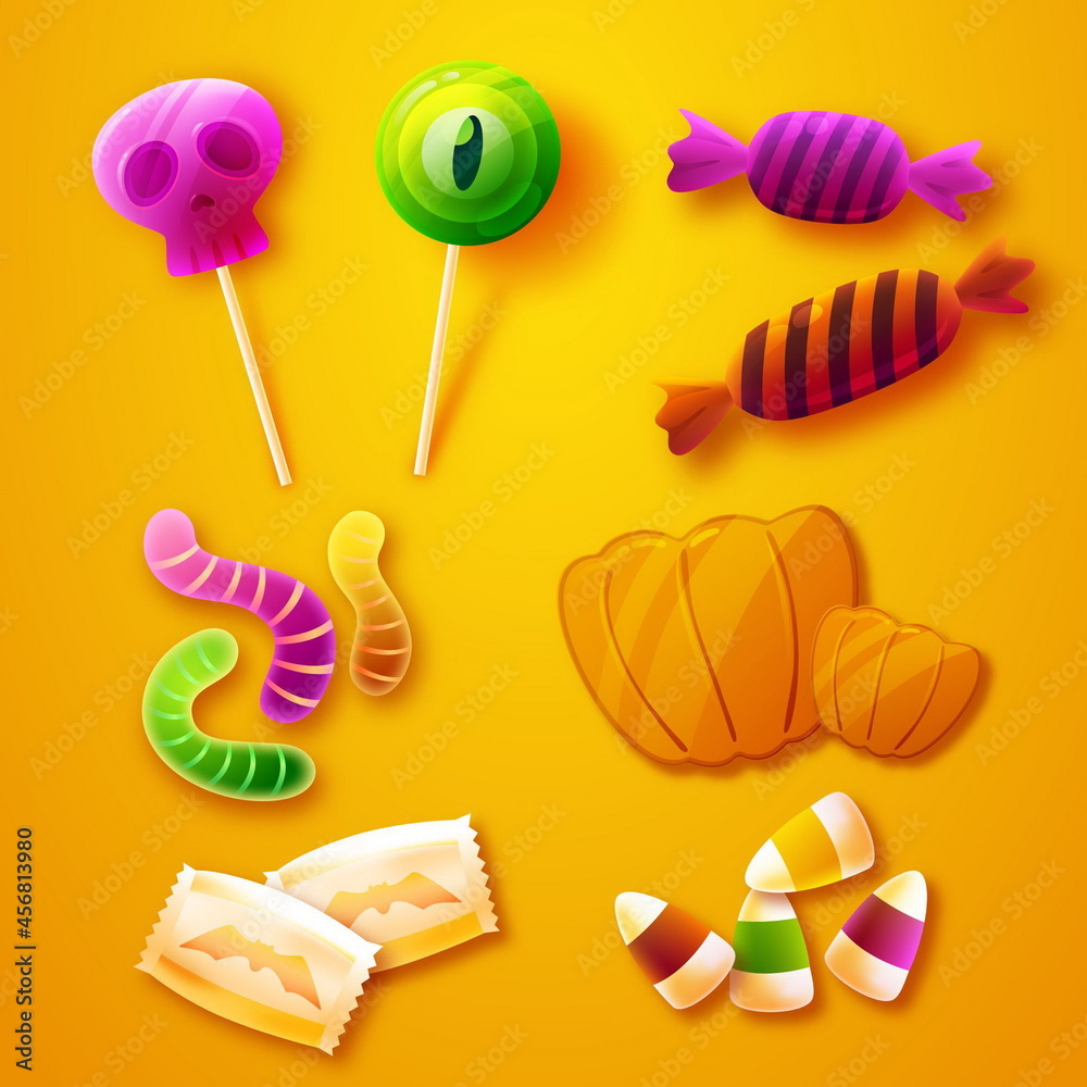 realistic halloween candy collection vector design illustration realistic halloween candy collection vector design illustration
