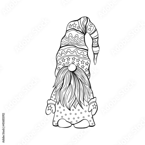Gnome contour drawing illustration