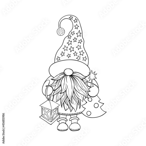 Gnome contour drawing illustration