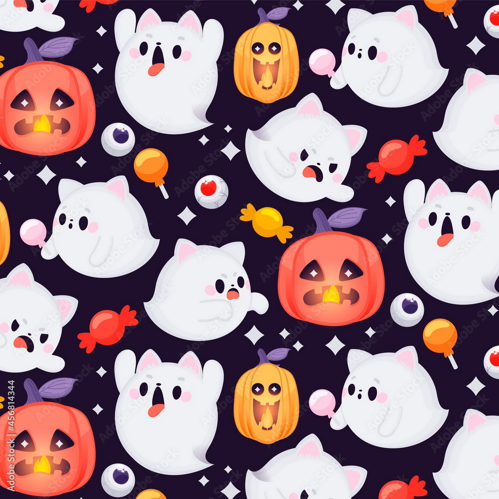 hand drawn flat halloween pattern design hand drawn flat halloween pattern design