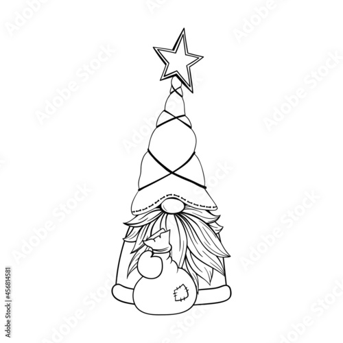 Gnome contour drawing illustration