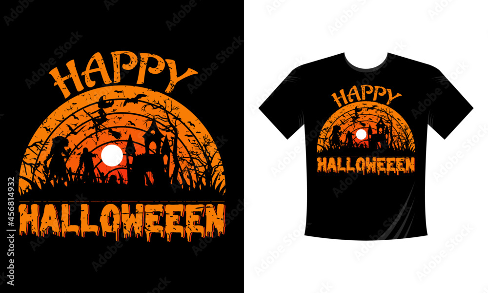 Happy Halloween - Cute Scary Halloween T-shirt Design Vector. Good for Clothes, Greeting Card, Poster, and Mug Design, eps vector