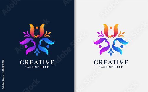 Creative People Group Logo Design with Modern Colorful Style Concept. 