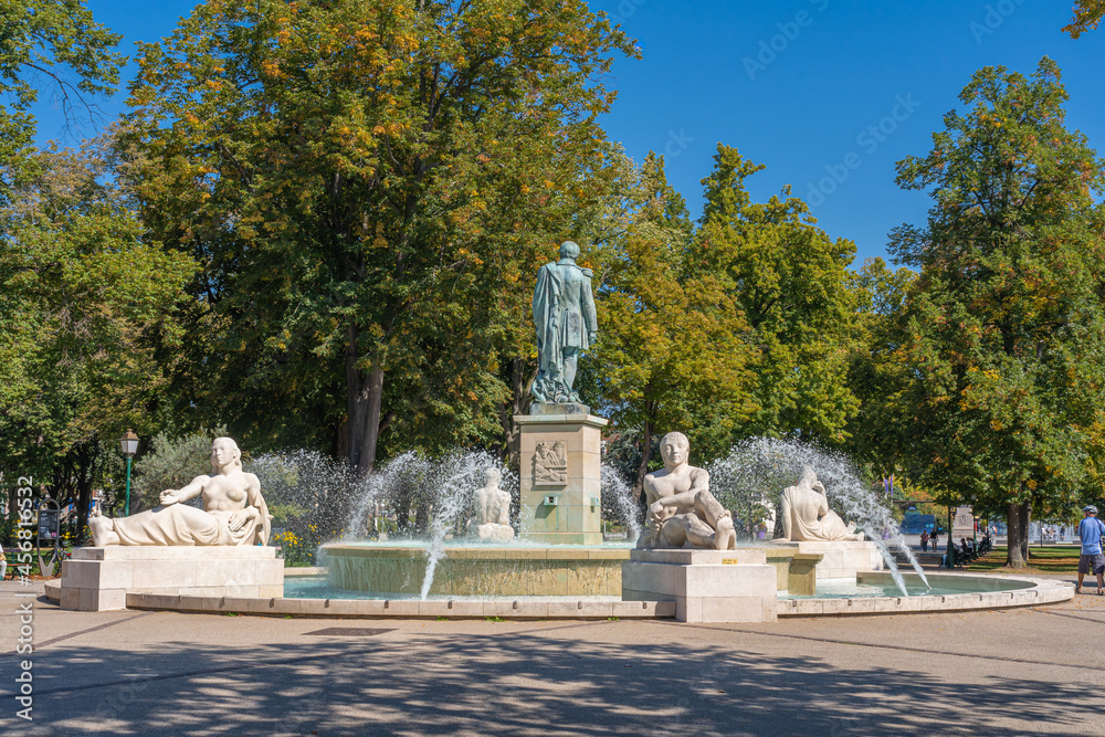 Colmar, France - 09 06 2021: Bruat fountain by Bartholdi