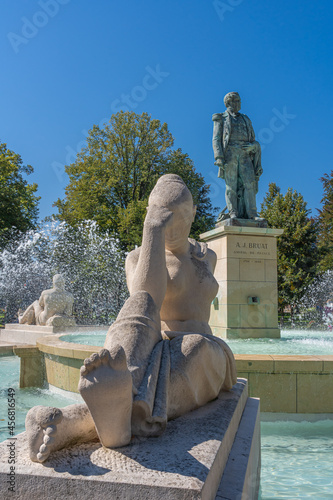 Colmar, France - 09 06 2021: Bruat fountain by Bartholdi photo