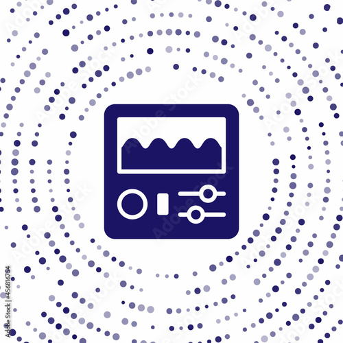 Blue Drum machine icon isolated on white background. Musical equipment. Abstract circle random dots. Vector