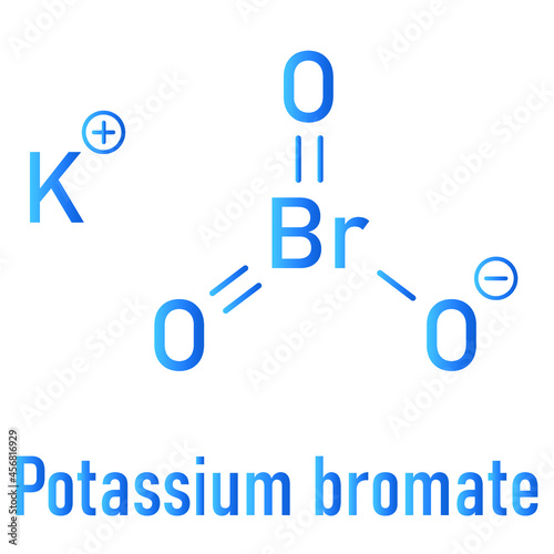 Potassium bromate (KBrO3, E924). Used as additive to flour in the baking of bread. Skeletal formula.