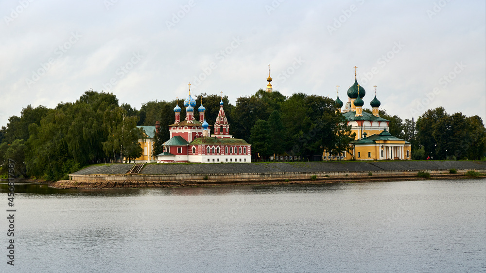 Russia. The town of Uglich. Two churches in the Kremlin