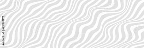 Simple wavy background. Vector illustration of stripes with optical illusion  op art. Long horizontal banner.