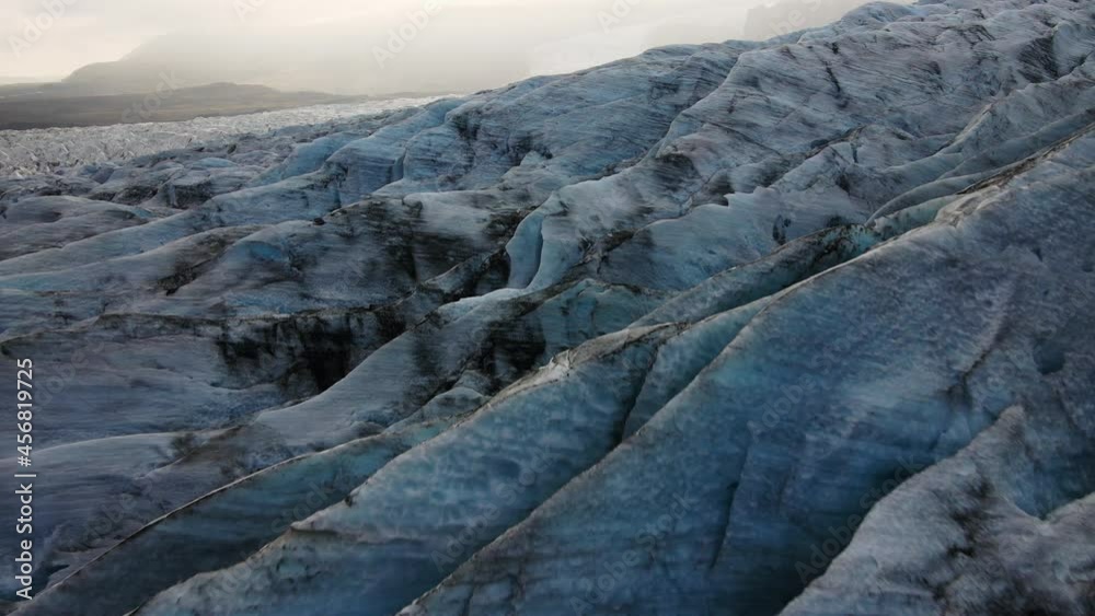 Aerial glacier texture of crevasses. Vatnajokull glacier in Iceland. High quality 4k footage Aerial glacier texture of crevasses. Vatnajokull glacier in Iceland. High quality 4k footage