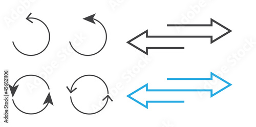 Page turn or back arrow flat vector set